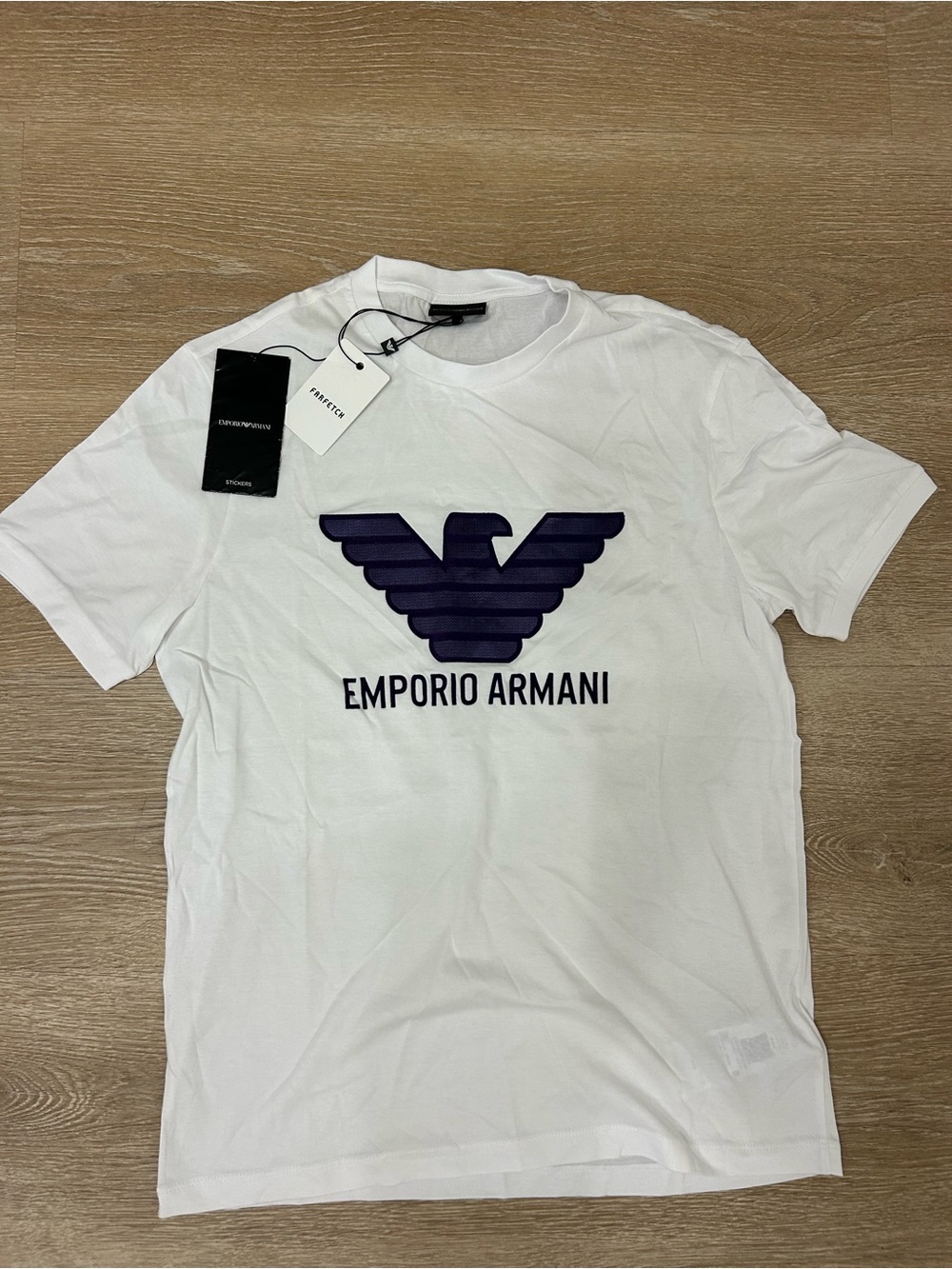 Emporio Armani Men’s White T-Shirt Eagle Logo Embroidered Size L New